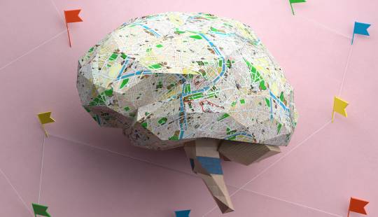 Digital generated image of brain made out of cardboard